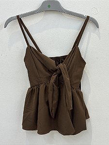 Blusa Verde com Laço - Marrom