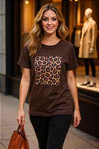 Camiseta Casual Estampa Animal Print