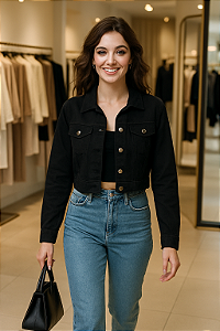 Jaqueta Cropped Preta