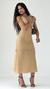 Vestido Midi Bege Trançado