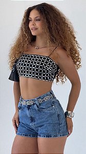 Cropped Geométrico Preto