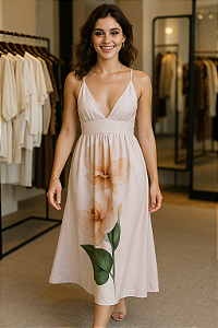 Vestido Longo Floral Elegante
