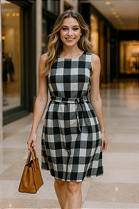 Vestido Xadrez Preto e Branco