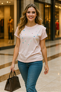Blusa Rosa com Corações