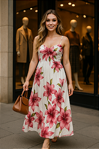 Vestido Floral Alças Finas