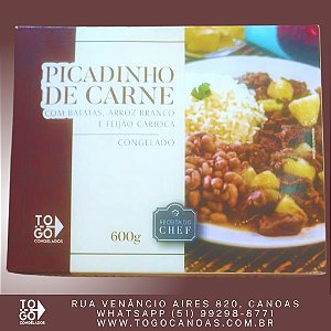 Picadinho de Carne com Batatas, Arroz e Feijão Carioca 600g