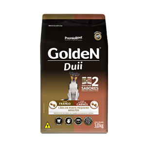 Ração Golden DUII Cães Adultos Mini Bits Frango 3Kg
