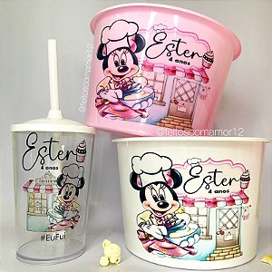 Kit Balde de pipoca + copo com canudo
