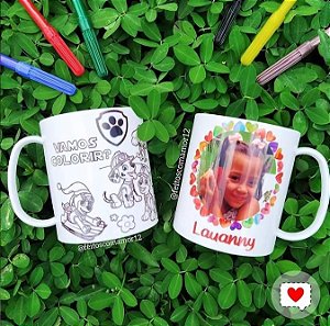 Caneca infantil para colorir