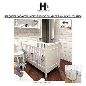 BERÇO VALENCIA CELINA DIAS BRANCO EM JEQUITIBÁ MACIÇO LAQUEADO DE BRANCO