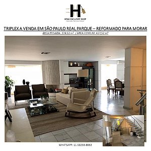 TRIPLEX MARAVILHOSO A VENDA NO REAL PARQUE - SÃO PAULO - 374,62m²