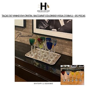 TAÇAS DE VINHO VEGA ORIGINAL EM CRISTAL BACCARAT COLORIDO (220ML) – 05 PEÇAS