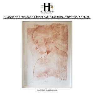 QUADRO DO RENOMADO ARTISTA CARLOS ARAÚJO – “ROSTOS” TERROSO – 1,10M (A)