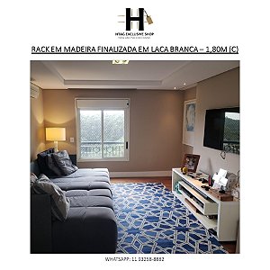 RACK EM MADEIRA FINALIZADA EM LACA BRANCA – 1,80M (C)