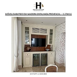 MÓVEL EMBUTIDO EM MADEIRA ENTALHADA ACABAMENTO PROVENÇAL – 2,27M (L)
