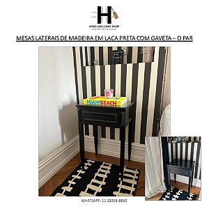 MESINHAS LATERAIS EM LACA PRETA COM GAVETA FRONTAL – O PAR