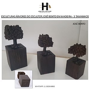 ESCULTURAS DE ÁRVORES DO ESCULTOR JOSÉ BENTO EM MADEIRA - 3 TAMANHOS