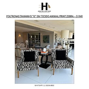 POLTRONAS EM TECIDO ANIMAL PRINT ZEBRA – O PAR