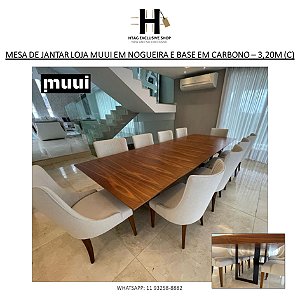 MESA DE JANTAR TOD LOJA MUUI TAMPO NOGUEIRA E BASE EM CARBONO – 3,20M (C)