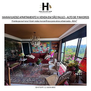 APARTAMENTO MARAVILHOSO A VENDA EM SÃO PAULO  - ALTO DE PINHEIROS  - 92m²