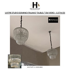 LUSTRE PENDENTE STUDIO DOMINICI ITALIANO “DUBLE J” EM VIDRO – 0,57M (D)