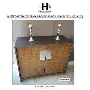 BUFFET ARTEFACTO EM MADEIRA FENDI E PORTAS EM COURO CROCO – 1,21M (C)