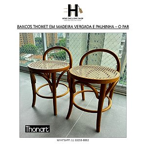 BANCOS THONET EM MADEIRA VERGADA E PALHINHA – O PAR