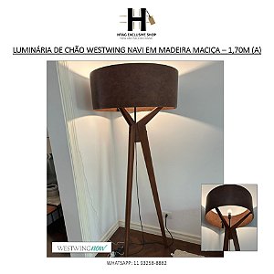 LUMINÁRIA DE CHÃO WESTWING NAVI EM MADEIRA MACIÇA – 1,70M (A)