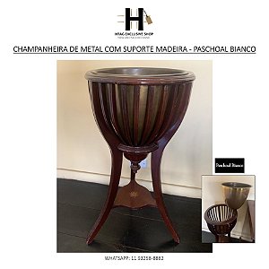 CHAMPANHEIRA DE METAL COM SUPORTE MADEIRA - PASCHOAL BIANCO