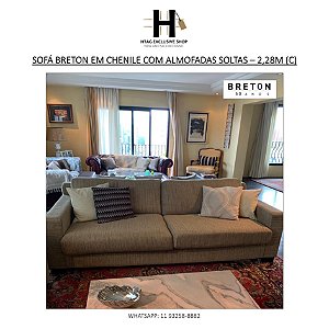 SOFÁ BRETON EM CHENILE COM ALMOFADAS SOLTAS – 2,28M (C) – 2 UN. DISPONÍVEIS