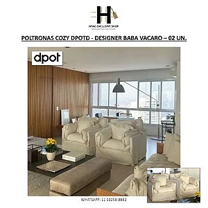 POLTRONAS COZY DPOTD EM TECIDO OFF WHITE - DESIGNER BABA VACARO – 02 UN.
