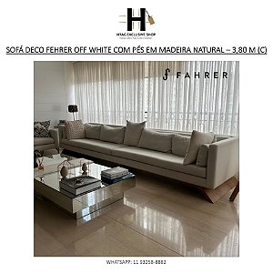 SOFÁ DECO FEHRER OFF WHITE COM PÉS EM MADEIRA NATURAL – 3,80 M (C)