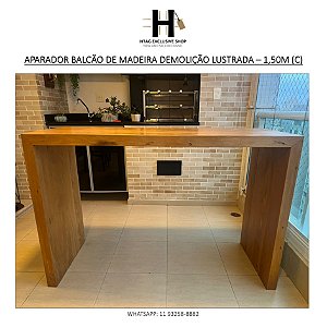 APARADOR BALCÃO DE MADEIRA DEMOLIÇÃO LUSTRADA – 1,50M (C)