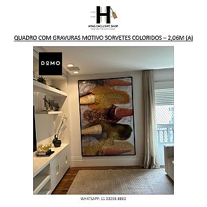 QUADRO COM FOTOGRAFIA TRABALHADA MOTIVO SORVETES COLORIDOS – 2,06M