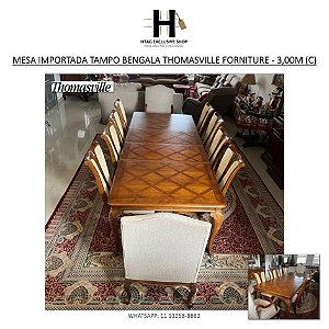 MESA DE JANTAR IMPORTADA TAMPO QUADRICULADO BENGALA THOMASVILLE FORNITURE - 3,00M (C)