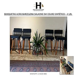 BANQUETAS ALTAS BARCELONA SALAONE EM COURO SINTÉTICO – 4 BANQUETAS