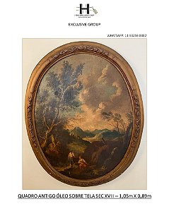 QUADRO OVAL ANTIGO ÓLEO SOBRE TELA – SEC XVIII