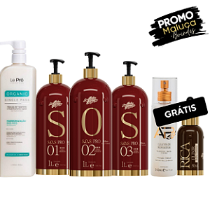 Alisamento Capilar Le Prö + Tratamento S.O.S PRO - Grátis Leave-In Repositor + Elixir Rica