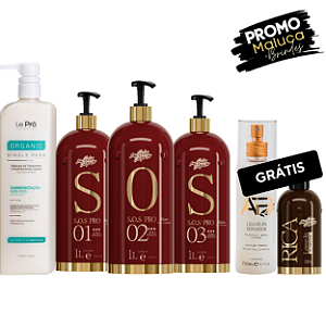 Alisamento Capilar Le Prö + Tratamento S.O.S PRO - Grátis Leave-In Repositor +Leave-In RICA