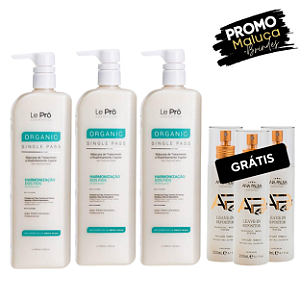 Alisamento Progressivo Organic Passo Único – Le Prö” - Combo 3 Unidades.- Grátis 3 unidades Leave-In Repositor - Protetor Térmico do Liso Lambido