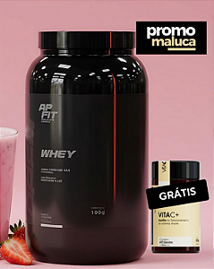 Whey Protein APFIT – Sabor Morango, 900g + Grátis Vita C +