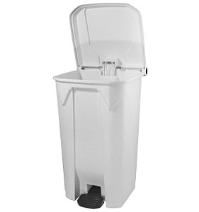 Lixeira Coletor Branco Com Pedal e Tampa 100L