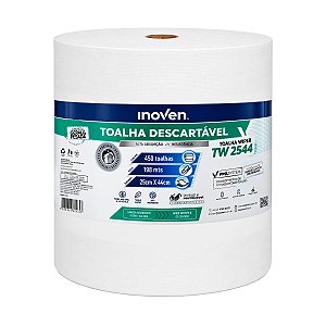 Toalha Descartável Inoven Wiper Branco 25cmx198m C/450
