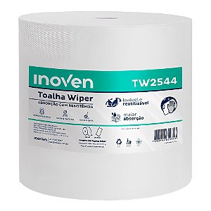 Pano Multiuso Rolo Wiper Branco Inoven 25cmx44cm C/450