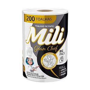 Papel Toalha Mili Gran Chef - 18,5cmx22cm - 200 Folhas