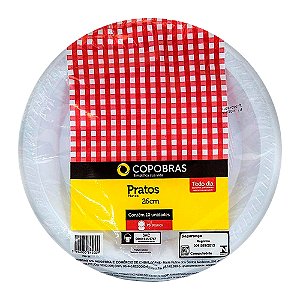 Prato Descartável 26cm Copobras Branco 10un