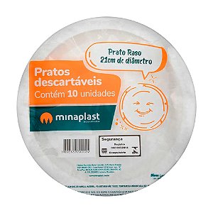 Prato Descartável 21cm Minaplast Branco 10un