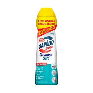 Saponáceo Cremoso Sapólio Radium Cloro 450ml - Leve 450ml Pague 360ml