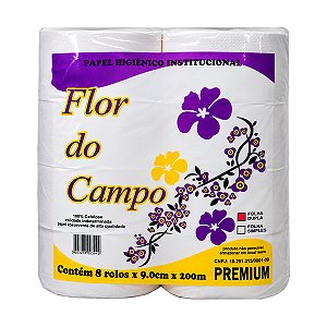 Papel Higiênico Rolão Flor do Campo Folha Dupla Premium 9cmx200m 8 un
