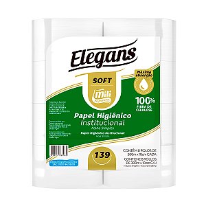 Papel Higiênico Rolão Mili Elegans Soft 18g - 10cmx300m - 08 Rolos